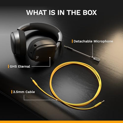 GLORIOUS GHS Eternal - Stereo Gaming Headset for PC, PS5, PS4, Xbox, Switch - Custom Tuned Angled Drivers, Adjustable Crystal Clear Detachable Mic, 3.5mm - Durable, All Day/Night Comfort - Black - color: Black