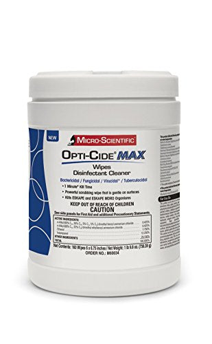 Micro-Scientific - M60034 Wipes Disinfectant Cleaner 160 Wipes Professional Disposables Surface Disinfectant Cleaning Wipes Opti Cide Max