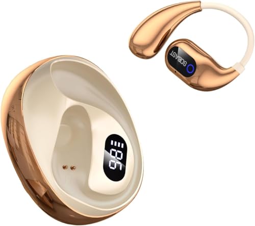 Wireless Earbuds for Workout/Running, Sports Bluetooth 5.4 Headphones,IPX7 Waterproof,Fast Charging,40Hrs Playtime Ear Buds with LED (Gold) - color: GOLD