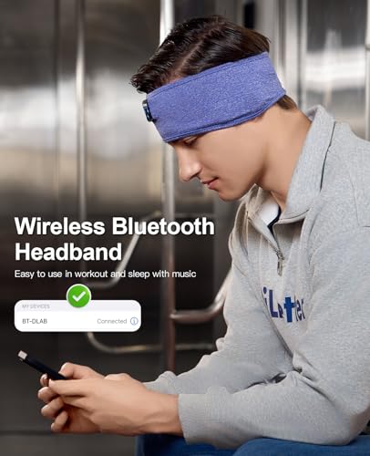 Perytong Sleep Headphones Wireless, Bluetooth Sports Headband Headphones with Ultra-Thin HD Stereo Speakers Perfect for Sleeping,Workout,Jogging,Yoga,Insomnia, Air Travel, Meditation (SkyBlue) - color: SkyBlue