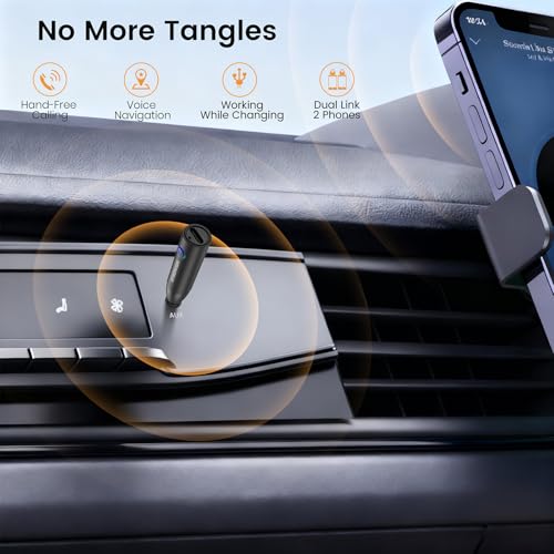 Maedhawk Bluetooth 5.4 Receiver 3.5mm Aux Adapter for Car, Noise Cancelling | Built-in Mic for Hands-Free Calls, Home Audio Stereo Headphone Speaker Music Streaming - color: Black