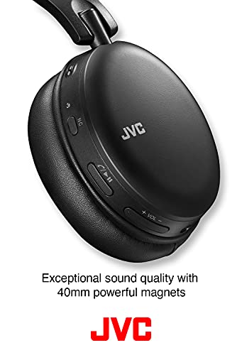 JVC Noise Cancelling Wireless Headphones, Bluetooth 5.0, 42 Hour Rechargeable Battery, Voice Assistant Compatible, Two-Way Foldable Design - HAS91NB (Black)