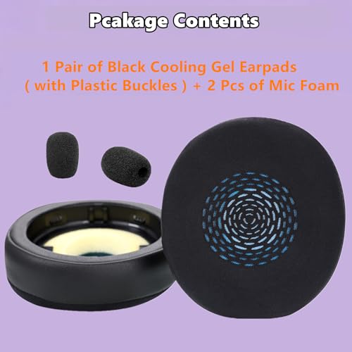Cooling Gel Ear Pads Replacement for Jabra Evolve2 75 Wireless Headset (Do Not Fit Evolve 75) Earpads Ear Cushions with ice Silk & Memory Foam - Black
