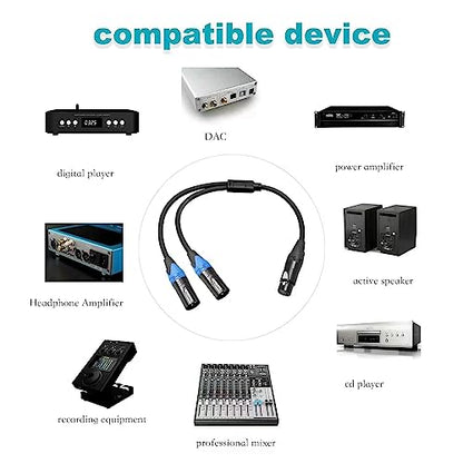 Smithok 2pack XLR Y Splitter Cable,Female to Dual Male Y Cable (XLR Splitter 1 Female to 2 Male),Balanced Microphone Splitter Cord Audio Adaptor - 1.6ft /0.5m - size: 2pack*1.6ft