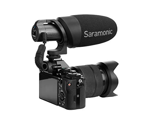 Saramonic CamMic+ | AA-Powered Shotgun Mic for DSLR, Mirrorless, Video Cams, Smartphones & Tablets | Shockmount, TRS Cable, The output cable of the, Video Cams, Windscreen for Protection from Weather and Dust, Mirrorless