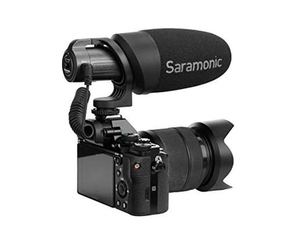 Saramonic CamMic+ | AA-Powered Shotgun Mic for DSLR, Mirrorless, Video Cams, Smartphones & Tablets | Shockmount, TRS Cable, The output cable of the, Video Cams, Windscreen for Protection from Weather and Dust, Mirrorless