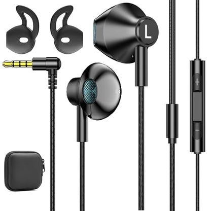 Black Wired Earbuds with Mic in-Ear Earphones Build-in Microphone HiFi Stereo Headphones Compatible for iPhone iPad Android Mp3 and Most of 3.5mm Aux Devices - color: BLK3.5MM