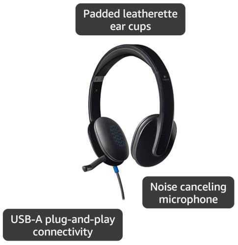 Logitech High-performance USB Headset H540 for Windows and Mac, Skype Certified (Renewed)