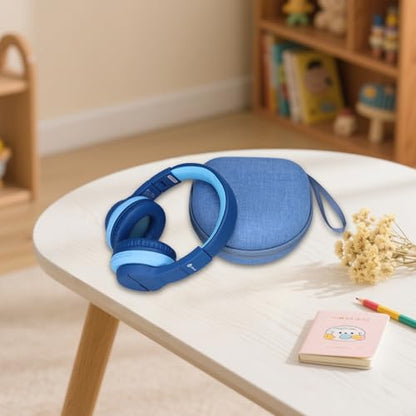 Kids Headphone Case for JBL Junior 320/320BT, Blue(Case Only) | for iClever BTH12/HS19/BTH22/BTH20/BTH18/BTH26, MIDOLA, Candy Bila, JoySpark, acer, eKids, JLab JBuddies Foldable Headphones - color: Dark Blue-Blue