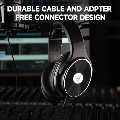 OneOdio Wired Headphones - Over Ear Headphones with Noise Isolation Dual Jack Professional Studio Monitor & Mixing Recording Headsets for Guitar Amp Drum Podcast Keyboard PC Computer