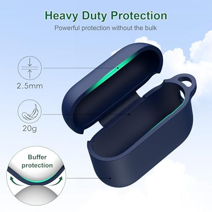 for AirPods 2nd/1st Case Silicone Cover, Midnight Blue | Compatible with Apple AirPods 2nd/1st (2019/2016) Generation with Keychain & Cleaner Kit, Wireless Charging Compatible - color: Midnight Blue