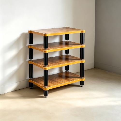 Audio Rack Shock Absorbing Foot Metal Bracket, Solid Wood Board Open Audio Equipment Stand, for Living Room Recording Studio Gaming Room Home Theater | 103*60cm/40.6*23.6in - size: 103*60cm/40.6*23.6in