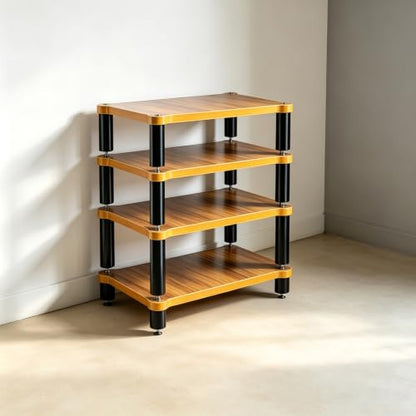 Audio Rack Shock Absorbing Foot Metal Bracket, Solid Wood Board Open Audio Equipment Stand, for Living Room Recording Studio Gaming Room Home Theater | 103*60cm/40.6*23.6in - size: 103*60cm/40.6*23.6in
