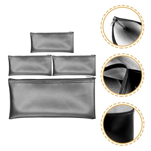 Alasum 4pcs Portable Mic Protective Pouch with Zipper Design, Scratch Resistant Pu Microphone Carrying Bag, Stylish Black Mic Storage Bag for Musicians and Performers