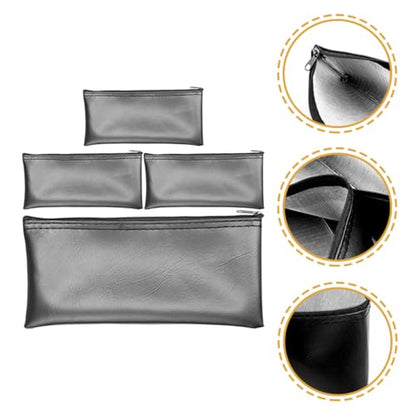 Alasum 4pcs Portable Mic Protective Pouch with Zipper Design, Scratch Resistant Pu Microphone Carrying Bag, Stylish Black Mic Storage Bag for Musicians and Performers