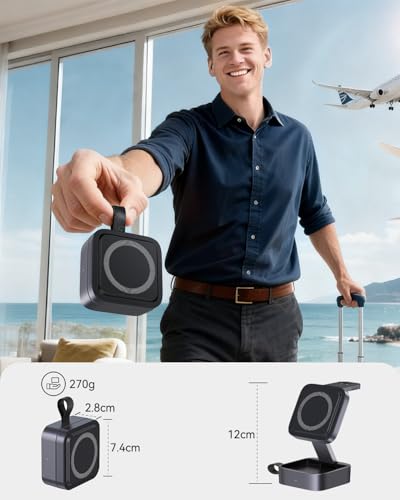3 in 1 Wireless Charging Station for Apple Devices, Magnetic Foldable Travel Fast Charger Stand Compatible with MagSafe for iPhone Air/17/16/15/14/13/12 Series, Apple Watch & AirPods Pro/4/3/2-Black - color: Black