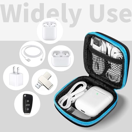 5 Pack Earbud Case Storage Bag with Carabiner for Headphones, Square - color: A1-Square-green+blue+red+orange+purple