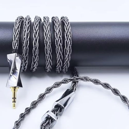 FAAEAL MMCX Connectors 8N Single Crystal Copper Silver Plated Mixed Cord Compatible with Sennheiser IE900 IE600 Shure SE535 SE315 UE900s TIN Audio T2 T3 BGVP Earphone 3.5mm Plug