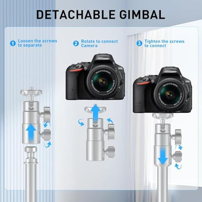 Ailight TS50 Camera Stand, 12.6 to 53.1 in Height, Universal 1/4" to 3/8" Screw Adapter with Swivel 360° Panoramic Ball Head, Light Stand Desk and Floor Mount for DSLR Cameras, Photograph Lights - size: TS5002
