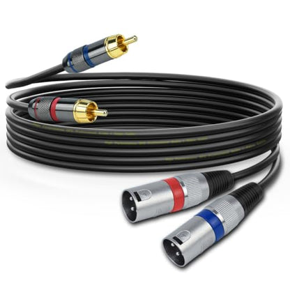 Dual RCA Male to Dual XLR Male Cable Adapter, 3.3 Feet Unbalanced L/R RCA to XLR Phono Plug Cable, Left and Right Tape Out Cord, for Mixer, Studio Monitor, Stereo HiFi Subwoofer Speaker - size: 3.3 Feet