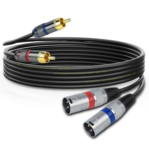 Dual RCA Male to Dual XLR Male Cable Adapter, 5 Feet Unbalanced L/R RCA to XLR Phono Plug Cable, Left and Right Tape Out Cord, for Mixer, Studio Monitor, Stereo HiFi Subwoofer Speaker - size: 5 Feet
