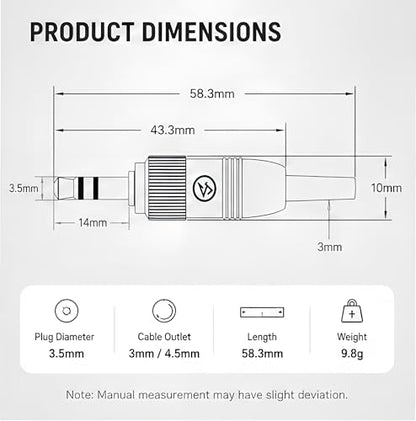 3.5mm 1/8" Locking Connector Retractable Gold Plated Microphone Connection Small Three Pin Audio Plug Ideal for Secure and Stable Audio Performance (5PCS)
