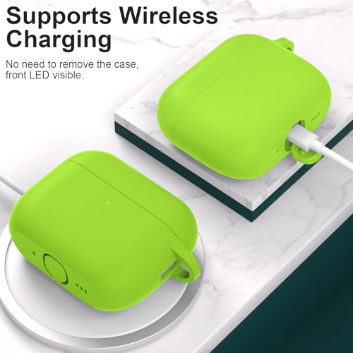 for AirPods Pro 3 Case Cover, Protective Soft Silicone with Keychain Cleaning Pen for Women Men for Apple AirPods Pro 3rd Generation Case(2025), Front LED Visible, Light Green - color: C-Light Green