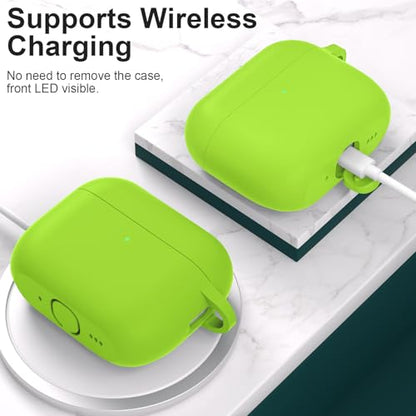 for AirPods Pro 3 Case Cover, Protective Soft Silicone with Keychain Cleaning Pen for Women Men for Apple AirPods Pro 3rd Generation Case(2025), Front LED Visible, Light Green - color: C-Light Green