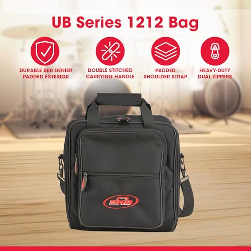 SKB Cases 1SKB-UB1212 UB Series 1212 Mixer Case, Padded Audio Equipment Bag for DJ Controller, Recorder and Studio Gear, 12 x 12 x 4 Inch, Black | Fits controllers recorders and studio equipment, doubles as gear-carrying solution, protects knobs and fader