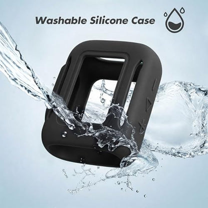 Silicone Cover Case for JBL Go 5 Bluetooth Speaker, Portable Speaker Travel Case Protective Cover Sleeve with Carabiner for JBL Go 5, Dustproof, Shockproof and Scratch-resistant (Black) - color: Black