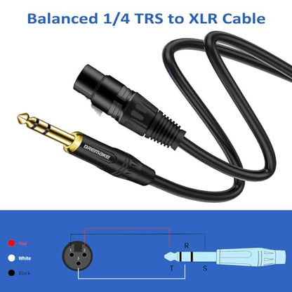 Balanced Cable 15 Foot TRS 6.35mm (1/4 Inch) Male to XLR Female Mic Cable for Amplifier, Speakers - Black - size: 15FT/4.5M