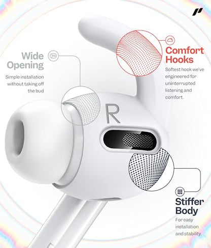 Proof Labs 3 Pairs for AirPods Pro 1st Gen Ear Hooks Covers [Added Storage Pouch] Anti Slip Ear Tips Accessories Compatible with Apple AirPods Pro Generation 1 (White)