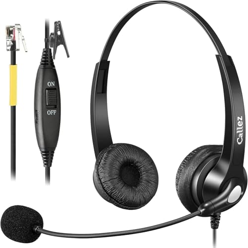 Callez Telephone Headset for Grandstream Avaya Panasonic Snom Ooma Phones | RJ9 Phone Headset with Noise Cancelling Mic, Volume Controls, Work for Grandstream GXP2135 2170 Avaya 1608 1616 Office Phones - color: Silver