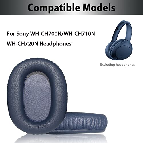 Adhiper Replacement Ear Pads for Sony WH-CH720N, WH-CH710N - Blue | Softer Protein Leather & High-Density Memory Foam Earpads for Sony Headphones - color: Blue