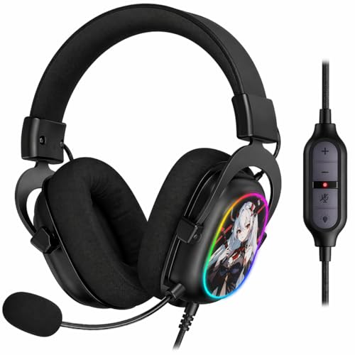 Redragon H510 AK RGB Wired Gaming Headset - 7.1 Surround Sound - 53MM Audio Drivers in Memory Foam Ear Pads w/Replaceable Shell- Multi Platforms Headphone - USB Powered for PC/PS4/NS | 53mm Drivers, Memory Foam Ear Pads w/ Replaceable Shell, Multi-Platfor