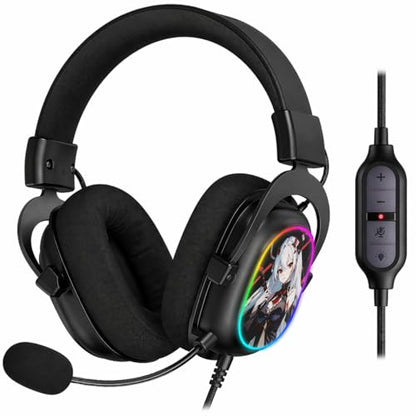 Redragon H510 AK RGB Wired Gaming Headset - 7.1 Surround Sound - 53MM Audio Drivers in Memory Foam Ear Pads w/Replaceable Shell- Multi Platforms Headphone - USB Powered for PC/PS4/NS | 53mm Drivers, Memory Foam Ear Pads w/ Replaceable Shell, Multi-Platfor