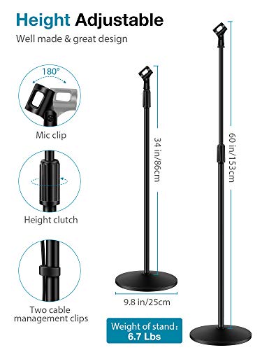 InnoGear Mic Stand Set, Detachable Microphone Stand Floor & 360° Rotatable Low Profile Mic Arm, Adjustable for Fifine AM8 K669B Blue Yeti HyperX QuadCast SoloCast AT2020 and Other Mics