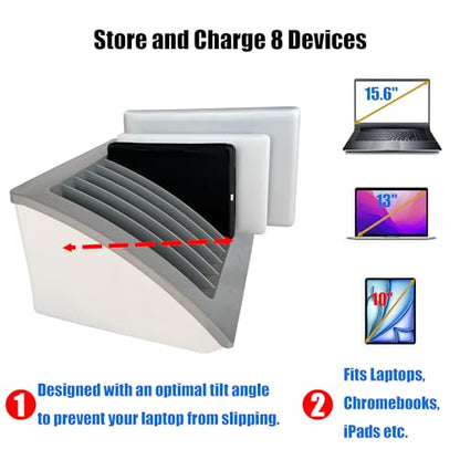 6-Pack | 8-Device Laptop & Tablet Charging Station | Fits Chromebooks & Laptops up to 15.6", Supports Devices up to 1.375" Thick for Schools, Offices & Libraries - size: 6 Pack/8-Device