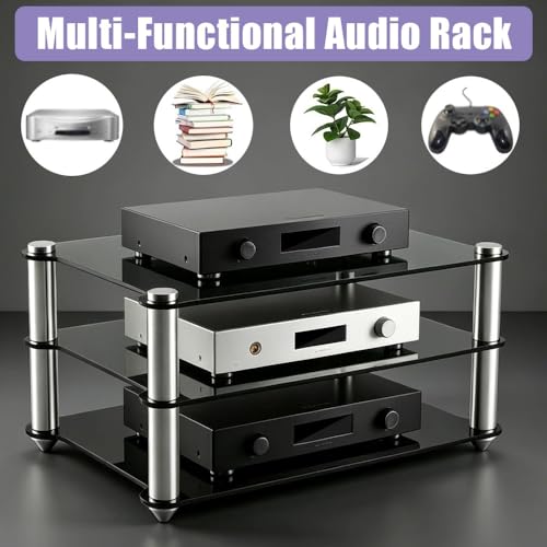 2 Layer HiFi Racks Desktop Audio Media Stand, Transparent Audio Video Tower, Acrylic Audio Component Rack Small Desk Shelf Organizer Stereo Tower(Transparent) - color: Transparent