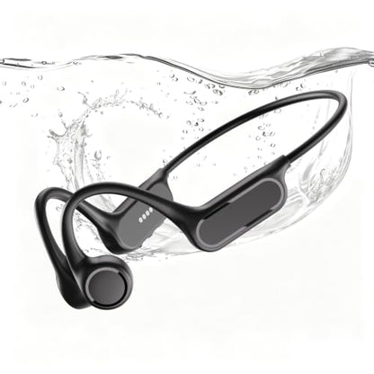 Swimming Headphones, IPX8 Waterproof Bone Conduction Headphone Wireless Underwater Earbuds with 32GB Memory for Swimming, Cycling, Marathon