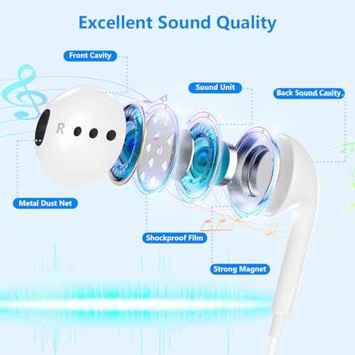 [Apple MFi Certified] 2 Pack Lightning Wired Earbuds for iPhone Plug & Play | Semi‑in‑ear Earbuds Headphones with Microphone & Volume Control, Noise Isolation for iPhone 14/13/12/11/XR/XS/X/8/7