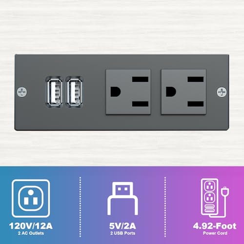 Computer Tower Stand with Charging Station, for Small and Mid-Tower PCs | Height Adjustable PC Stand with Wheel, CPU Holder with 2 AC Outlets + 2 USB Ports, 2-Tier Storage, Durable Metal Frame - color: White