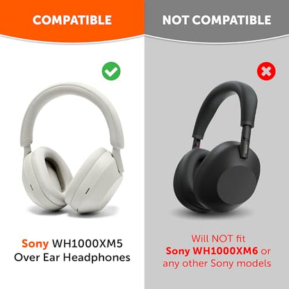 WC PadZ XM5 - Premium Replacement Earpads Compatible with Sony WH-1000XM5 | Made by Wicked Cushions | Soft PU Leather, Extra Thick, Noise-Isolating Memory Foam | Silver - color: Silver