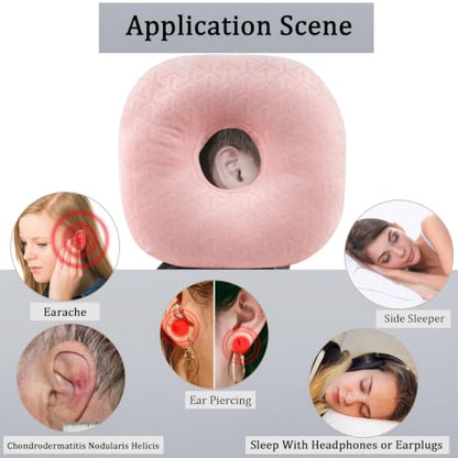 Ear Piercing Pillow with Hole for Cartilage Piercings, CNH Support (Lightpink Herringbone) - color: Lightpink Herringbone