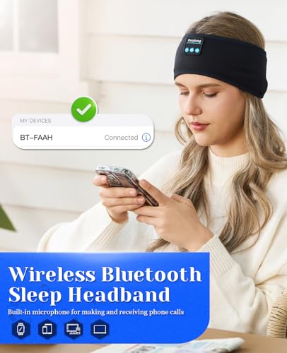 Perytong Sleep Headphones Wireless, Bluetooth Sports Headband Headphones with Ultra-Thin HD Stereo Speakers Perfect for Sleeping,Workout,Jogging,Yoga,Insomnia, Air Travel, Meditation (Black) - color: Black