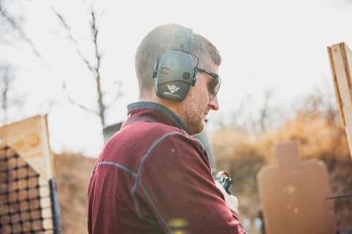 Cadre Low-Profile Electronic Sound Amplification Slim Safety Earmuff, For Range, Mowing, Construction, Work Shops, NRR 22dB