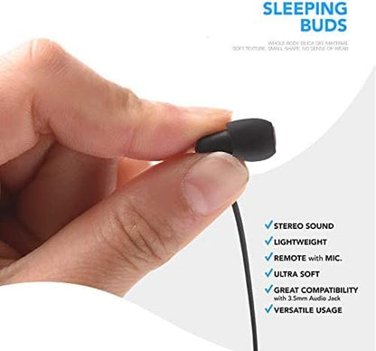 Sleep Earbuds in-Ear Headphones Wired,Soft Silicon Earplugs Noise Cancelling 3.5mm Sleeping Earphones Tangle Free with Mic for Side Sleeper,Insomnia,Air Travel, Relaxation,ASMR (Black 1)