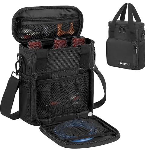 IBVIVIC 3 Slots Wireless Microphone Case with Foam, Mic Carrying Bags | Microphone Carrying Case with Shoulder Strap for Party, Singing (Black) - size: 3 Slots