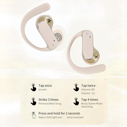 Diydeg Wireless Earbuds, IP54 Waterproofing BT5.49 Sport Headphones with Earhooks, No Sound Leakage, Touch Control Earphones for Gym, Running, Meeting, Workout (Gold) - color: Gold