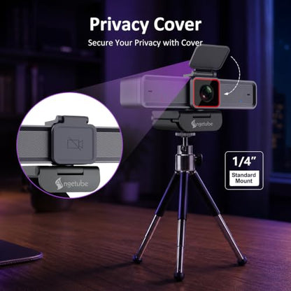 Angetube 4K Webcam for PC, UHD Computer Web Camera for Desktop with 5X Zoom - color: 4K Webcam with Large Sensor and USB3.0